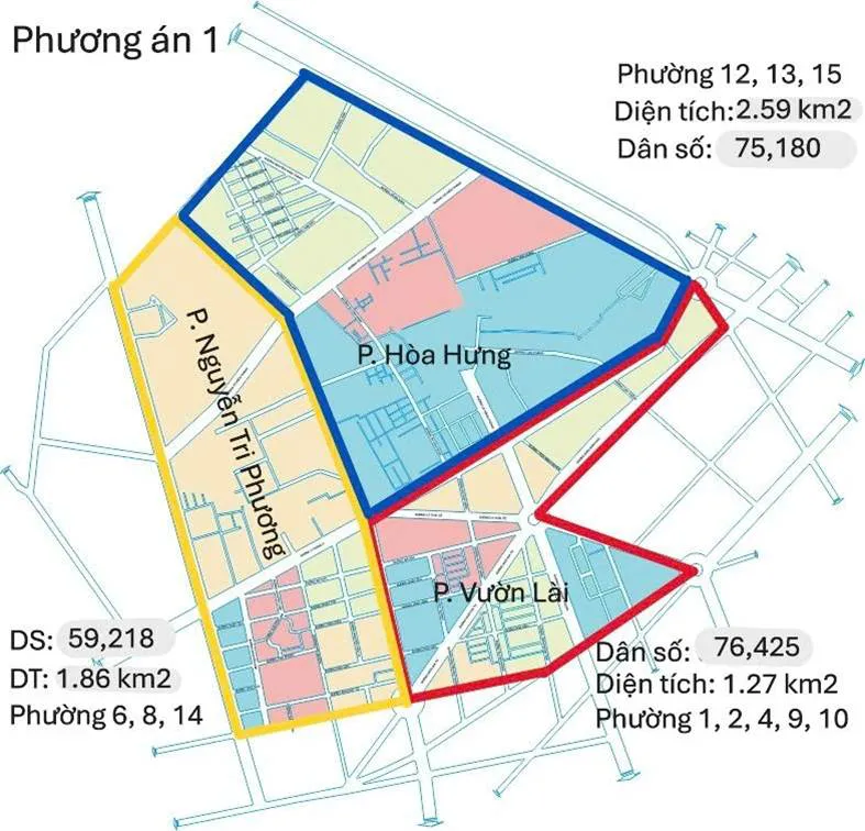 Bản đồ các phường sau sáp nhập