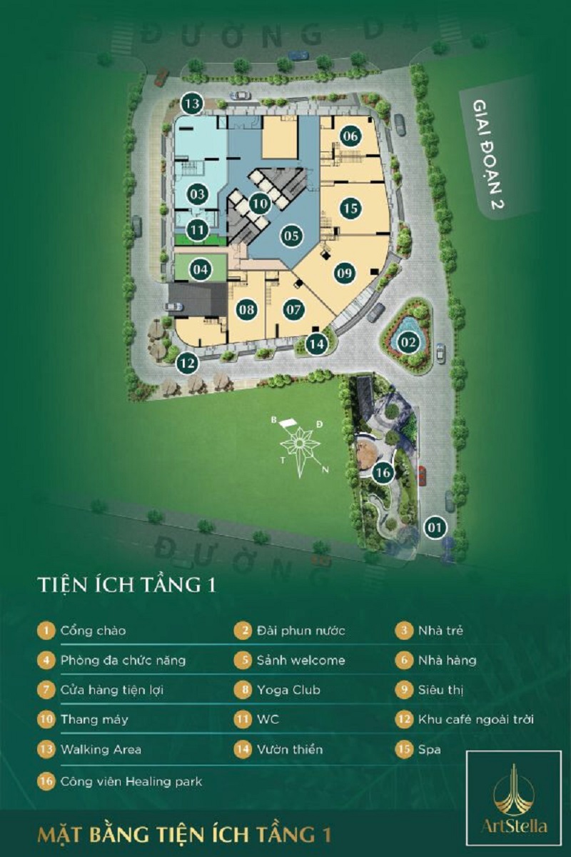 Mặt bằng tiện ích tầng 1