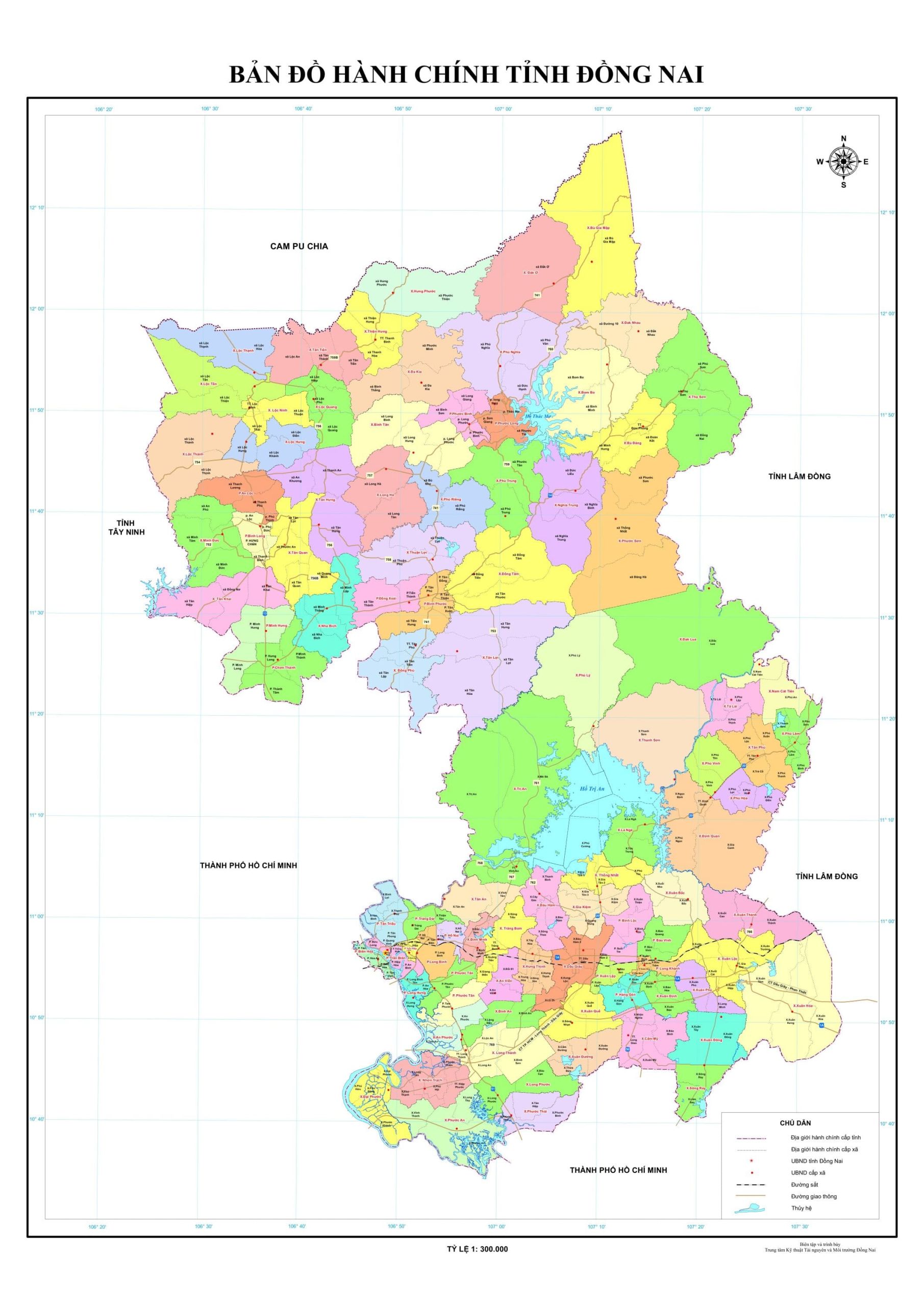 Bản đồ Đồng Nai mới nhất chi tiết 95 đơn vị cấp xã