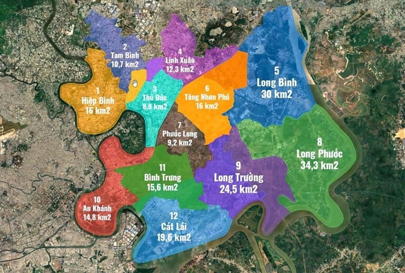 Bản đồ TP.Thủ Đức sau sáp nhập