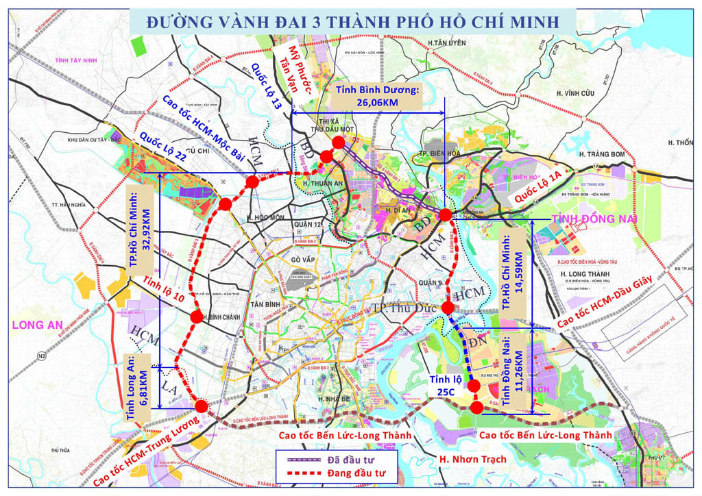 Bản đồ tổng thể dự án đường vành đai 3