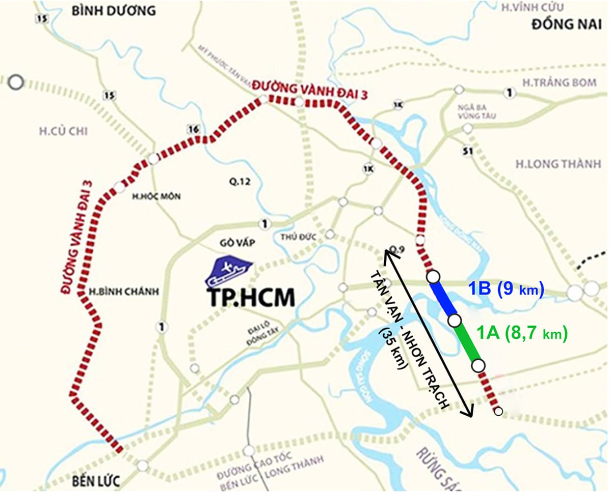 Vành đai 3 đoạn qua khu vực Tân Vạn - Nhơn Trạch tỉnh Đồng Nai