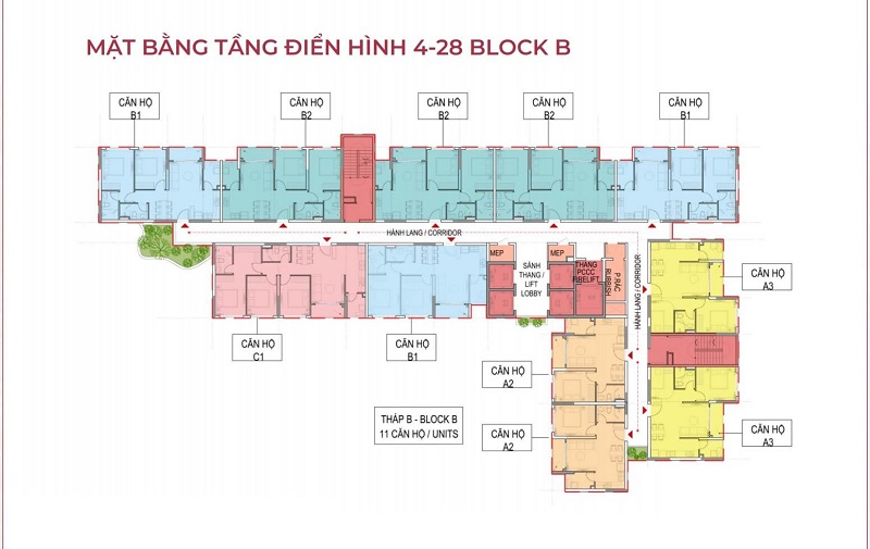 Mặt bằng tầng 4-28 block B