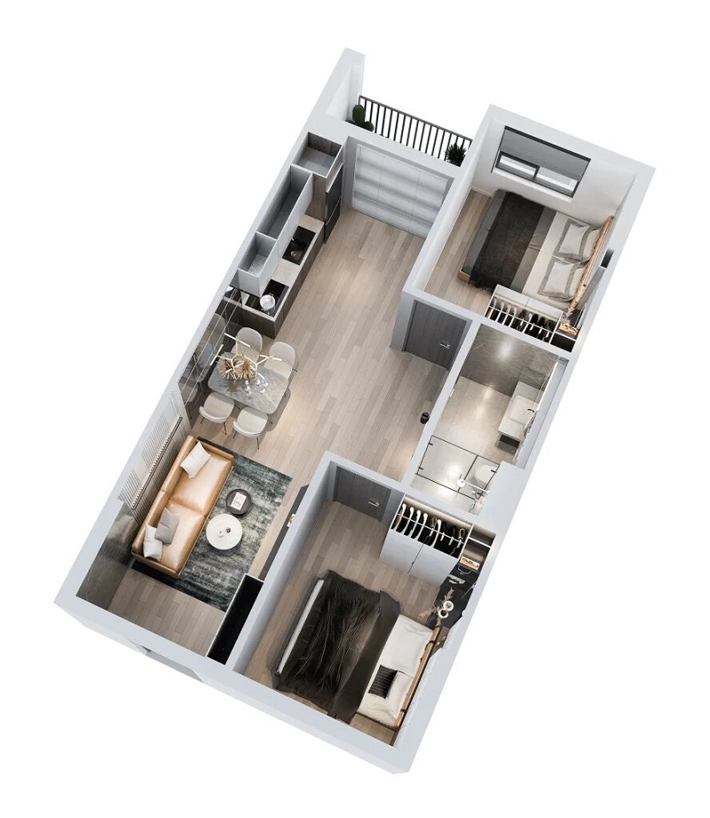 Căn hộ mẫu 1PN-1WC