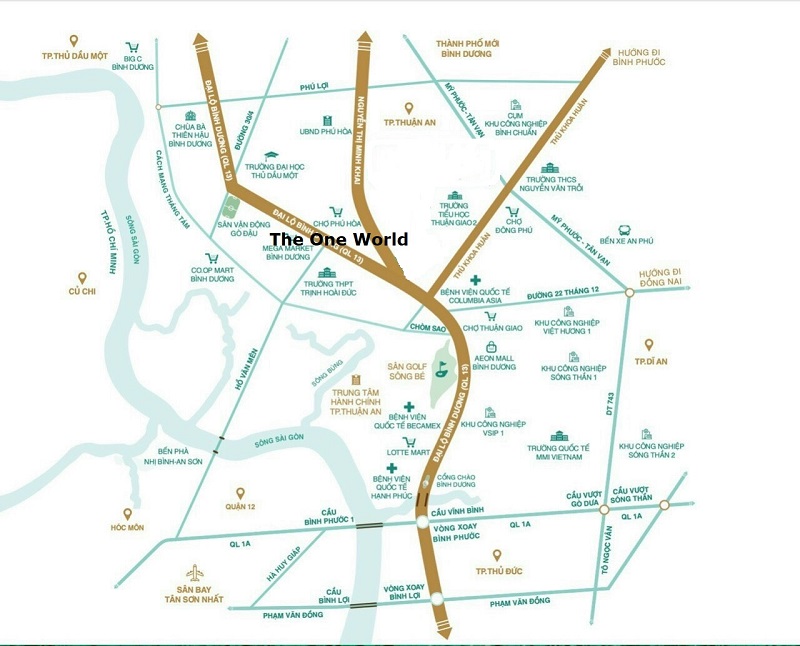 Vị trí dự án the one world Bình Dương